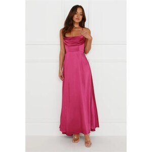 HELLO MOLLY Matilda Satin Maxi Dress Purple Size SMALL